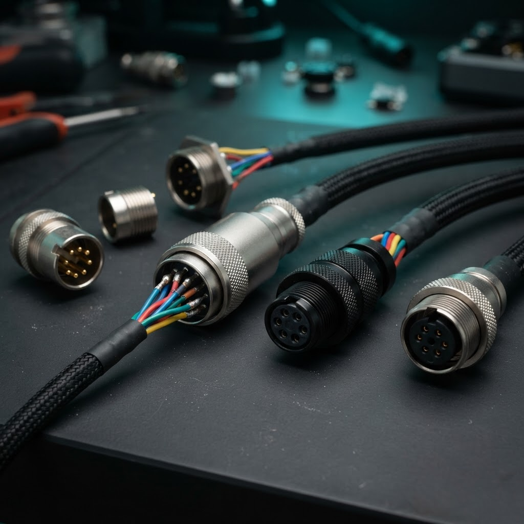 Precision industrial connectors and custom cable assemblies